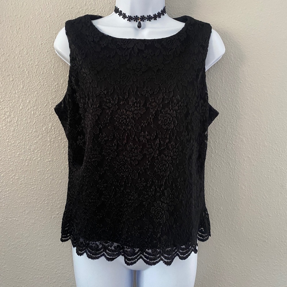 Vintage Y2K Black Lace Top Large Dark Feminine Grunge Romantic Gothic Whimsygoth